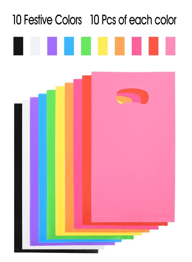 Umikk 100 Pcs Small Plastic Gift Bags, 6"x8" Party Bags for Kids Birthday, Small Plastic Bags with Handles, Party Favor Bags for Easter, Christmas, Valentine's, Craft Show, Wedding, 10 Color - Image 2